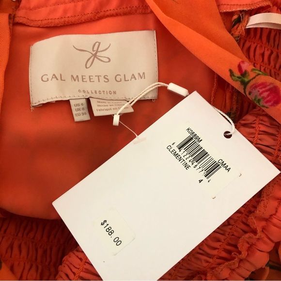 Gal Meets Glam Melody Tie Shoulder Smocked Waist Maxi Dress size 4 NWT - Picture 10 of 13